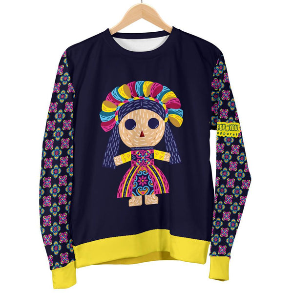 Maria Mexican Doll Folk Art Woman Sweater - Pop You
